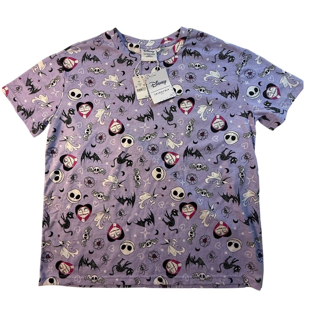 Disney Skinnydip London Nightmare Before Christmas Purple T-Shirt XS Jack Sally